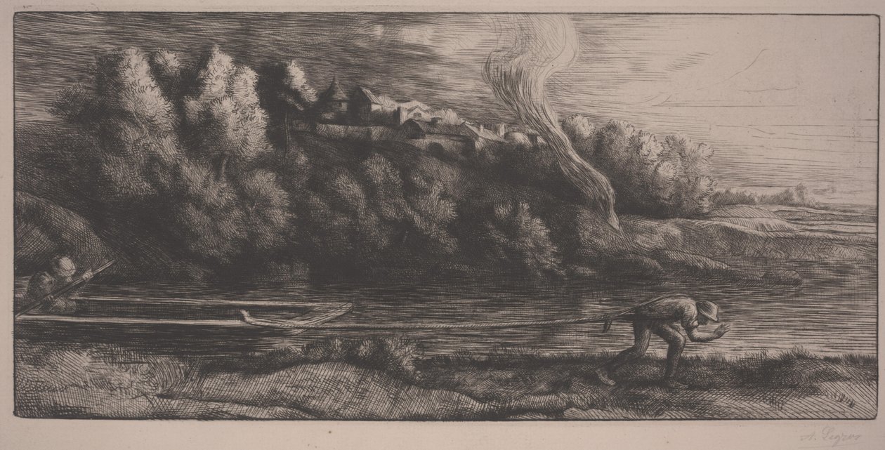 景观与船（蚀刻） 作者 阿方斯·莱格罗斯（Alphonse Legros）
