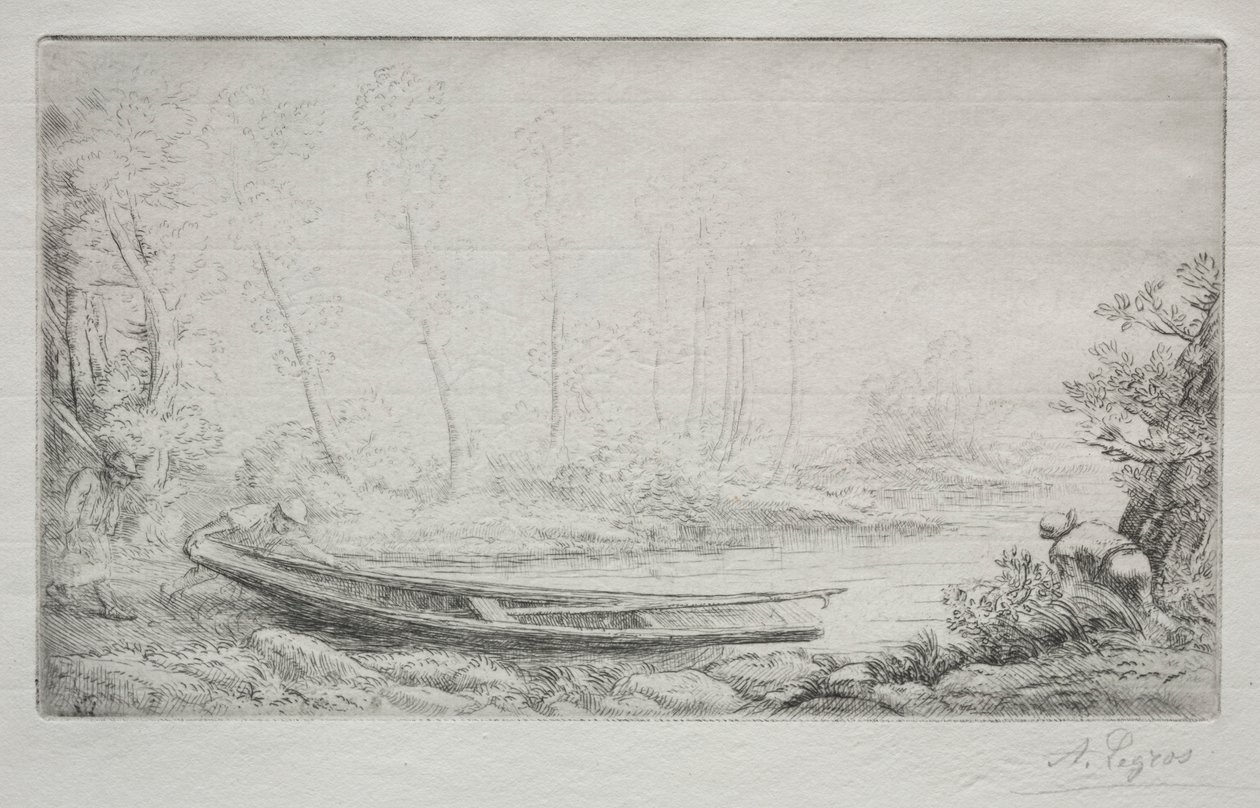 出发去钓鱼，在薄雾中。 作者 阿方斯·莱格罗斯（Alphonse Legros）