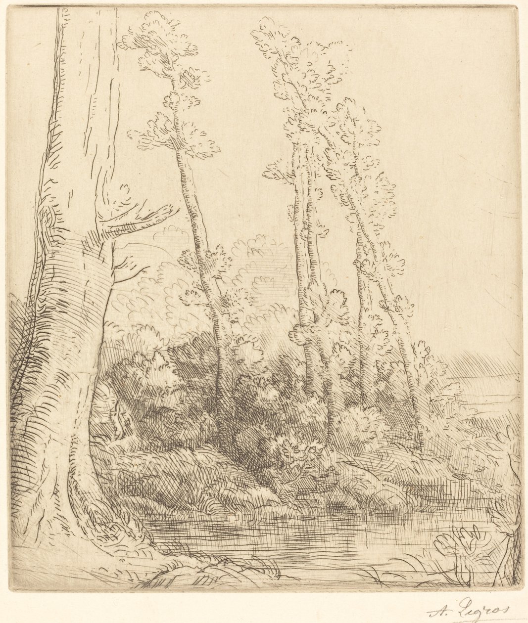 小池塘(La petite mare) 作者 阿方斯·莱格罗斯（Alphonse Legros）