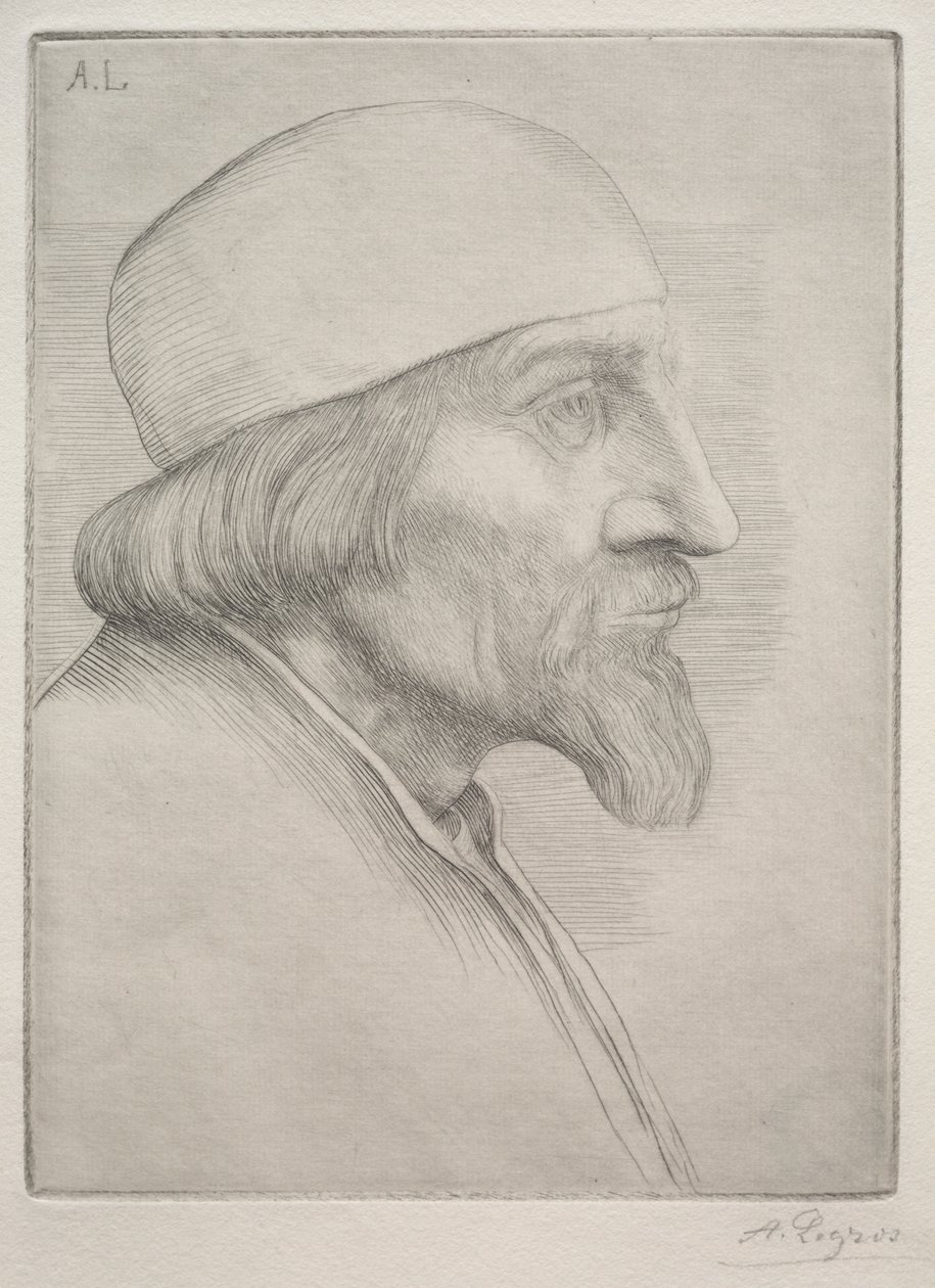 无边便帽的男人。 作者 阿方斯·莱格罗斯（Alphonse Legros）