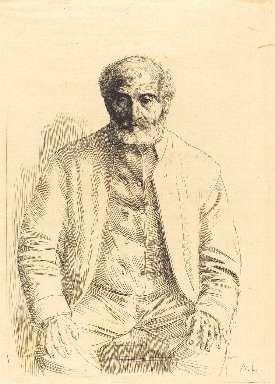 坐着的老人 (Vieillard assis) 作者 阿方斯·莱格罗斯（Alphonse Legros）