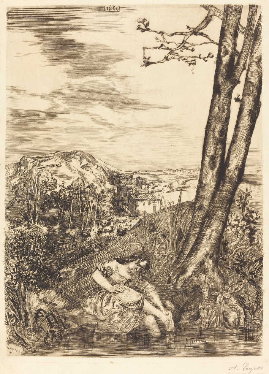 农民为她洗脚 作者 阿方斯·莱格罗斯（Alphonse Legros）