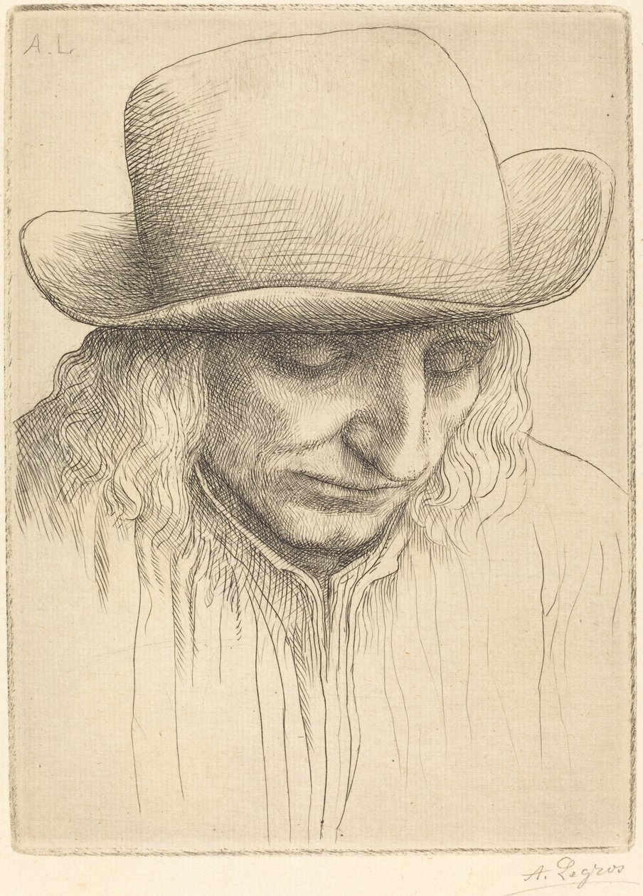 戴圆帽的农民 Paysan avec chapeau rond. 作者 阿方斯·莱格罗斯（Alphonse Legros）