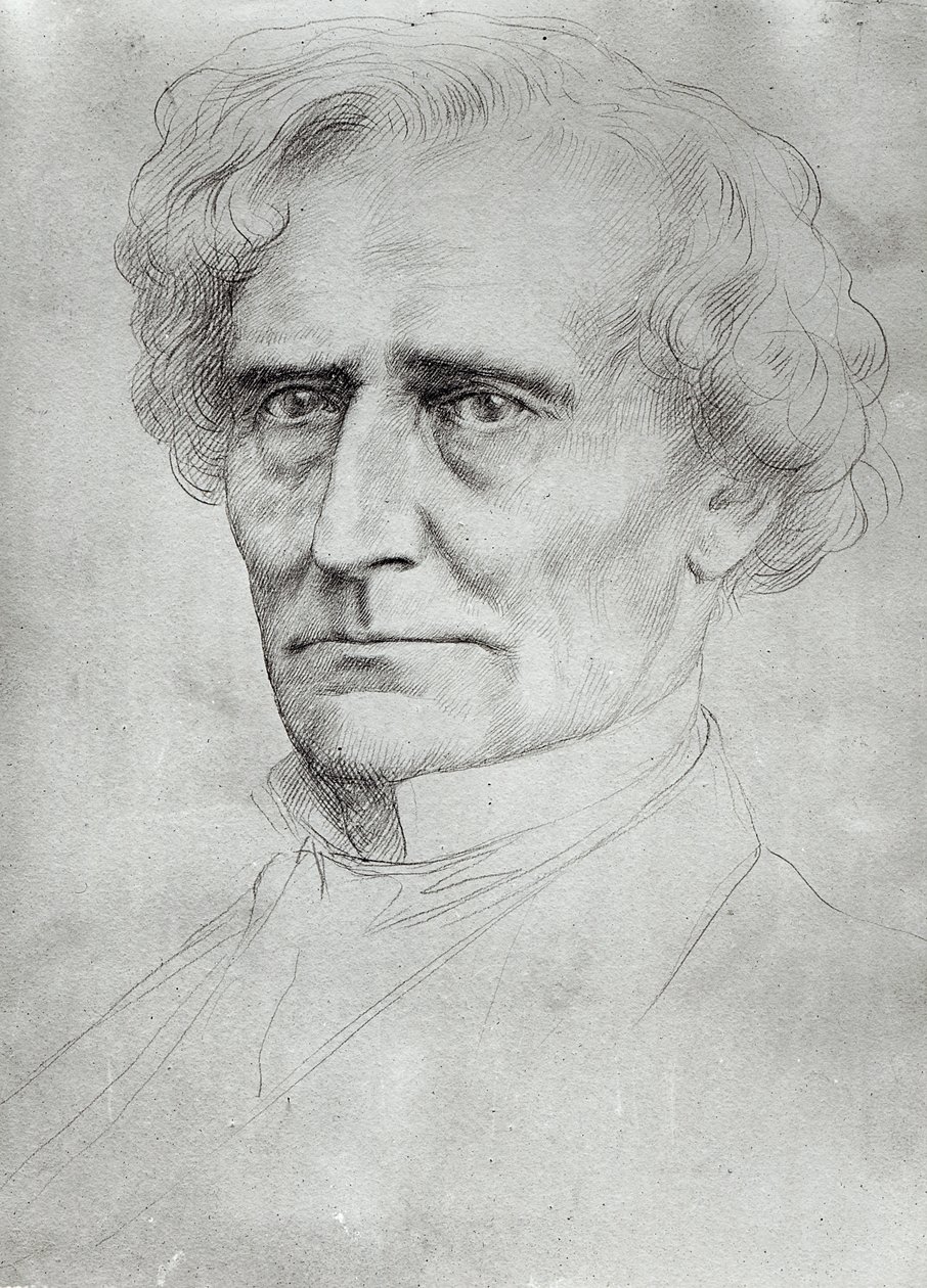 Hector Berlioz的肖像（1803-69）（纸和笔墨水） 作者 阿方斯·莱格罗斯（Alphonse Legros）