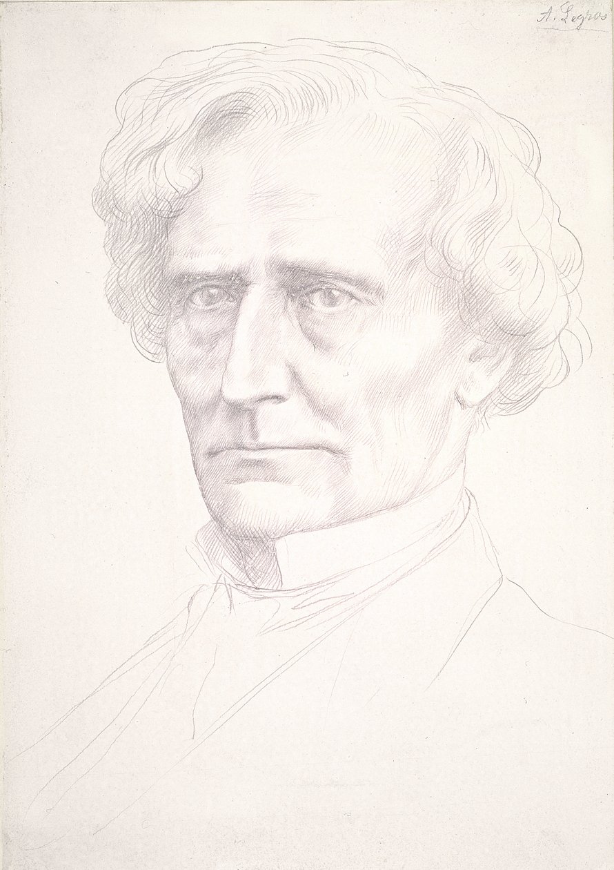 Hector Berlioz的肖像（粉红色准备纸上的金点） 作者 阿方斯·莱格罗斯（Alphonse Legros）