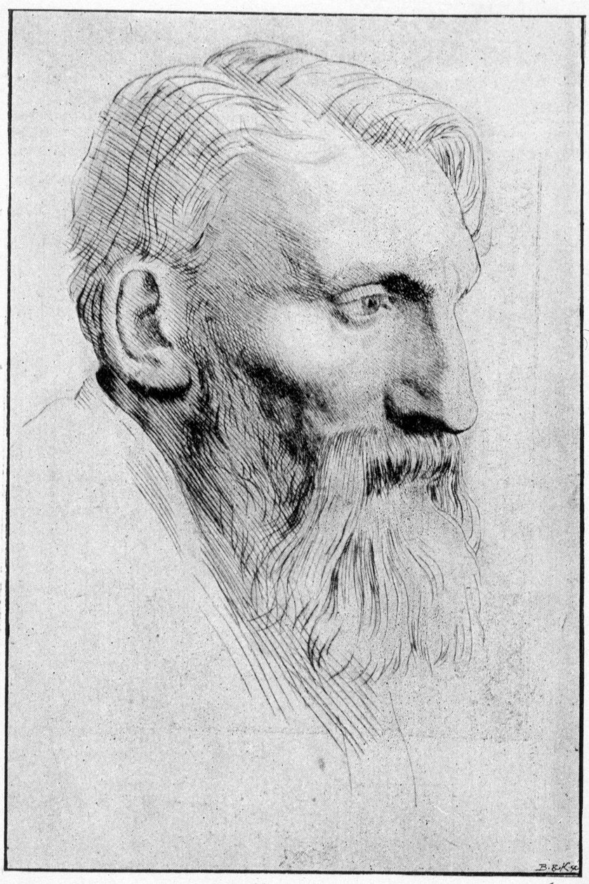 Portrait of the French sculptor Auguste Rodin (1840 - 1917) after a strong water of Legros. 作者 阿方斯·莱格罗斯（Alphonse Legros）