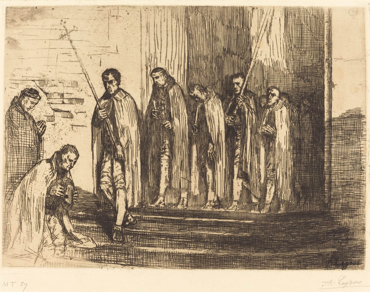 离开教堂的游行队伍 La sortie de la procession. 作者 阿方斯·莱格罗斯（Alphonse Legros）
