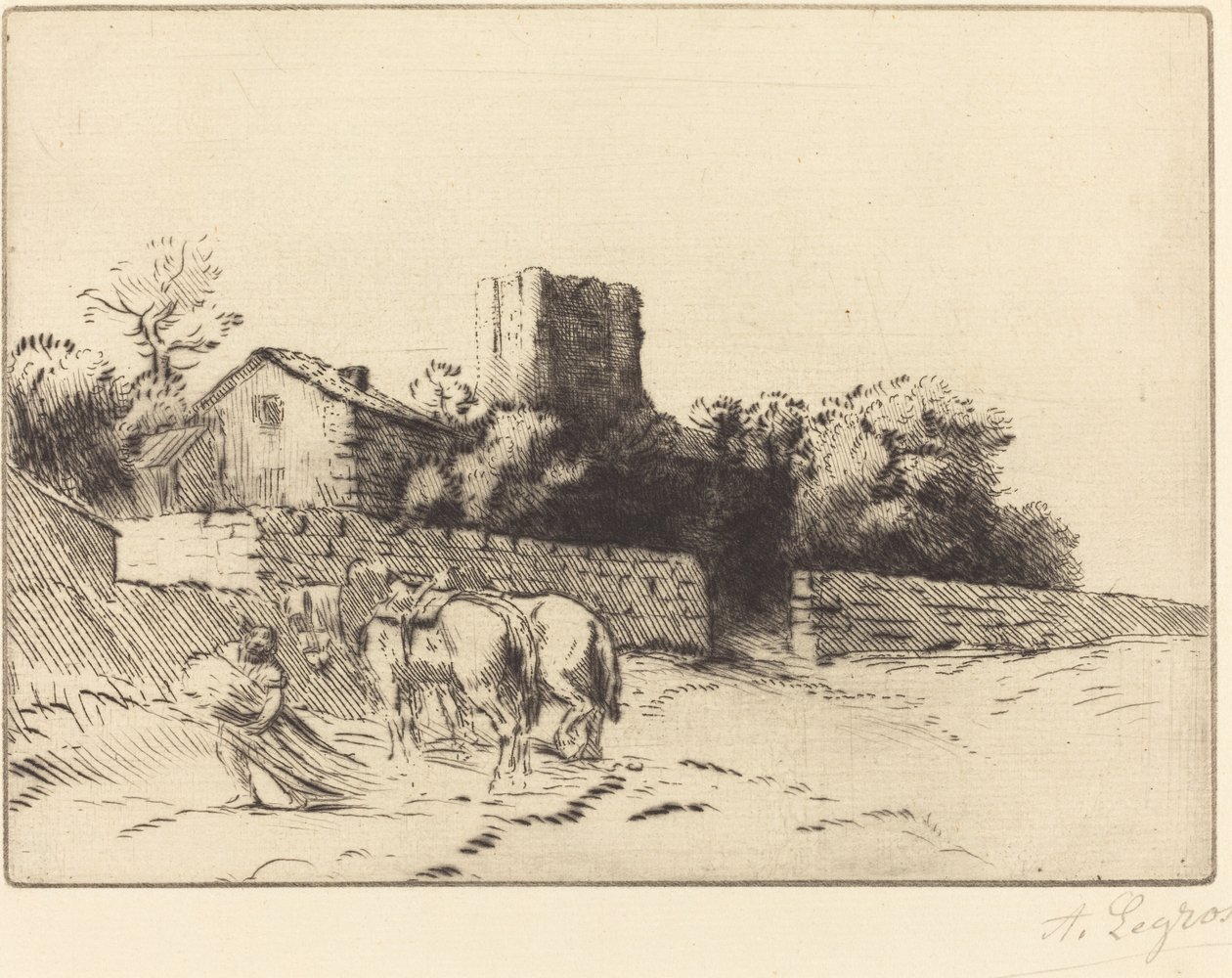 长老院墙(Le mur du presbytere) 作者 阿方斯·莱格罗斯（Alphonse Legros）