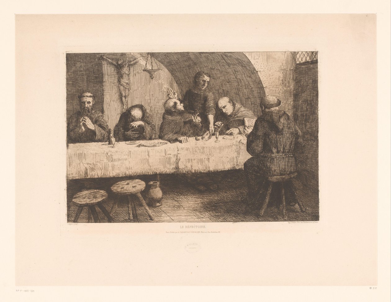 Refter met biddende monniken
Le réfectoire（物品上的标题） 作者 阿方斯·莱格罗斯（Alphonse Legros）