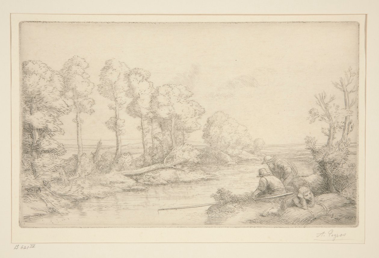 在河畔小憩 作者 阿方斯·莱格罗斯（Alphonse Legros）