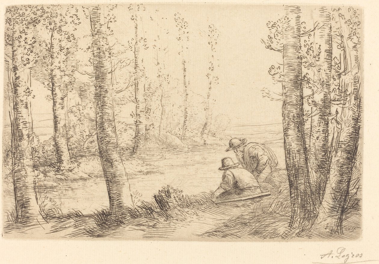 河岸小憩 作者 阿方斯·莱格罗斯（Alphonse Legros）