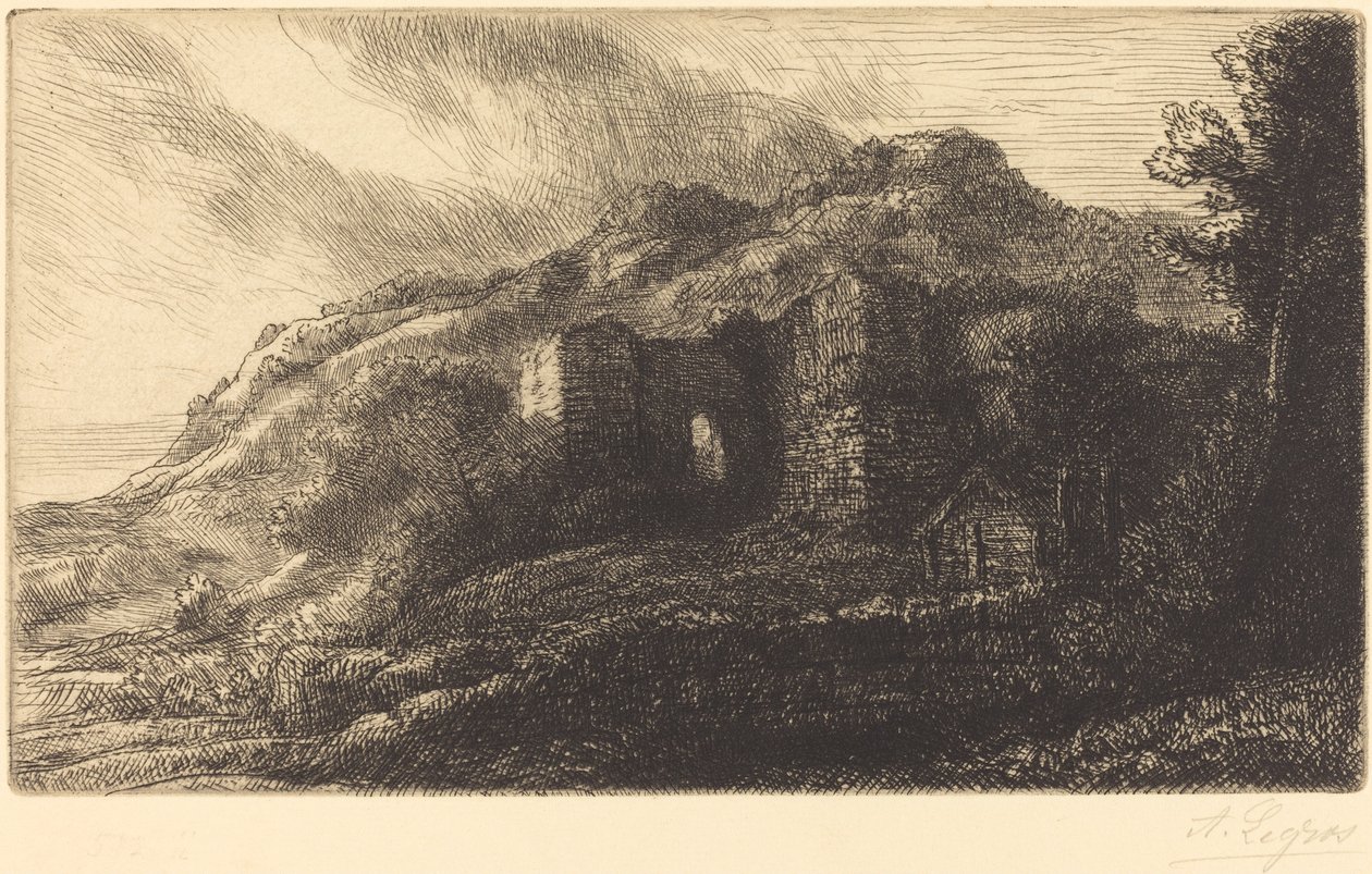 城堡的废墟 Les ruines du chateau. 作者 阿方斯·莱格罗斯（Alphonse Legros）