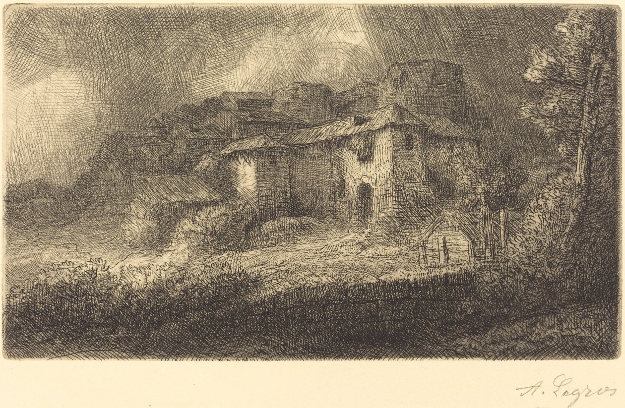 城堡的废墟 Les ruines du chateau. 作者 阿方斯·莱格罗斯（Alphonse Legros）
