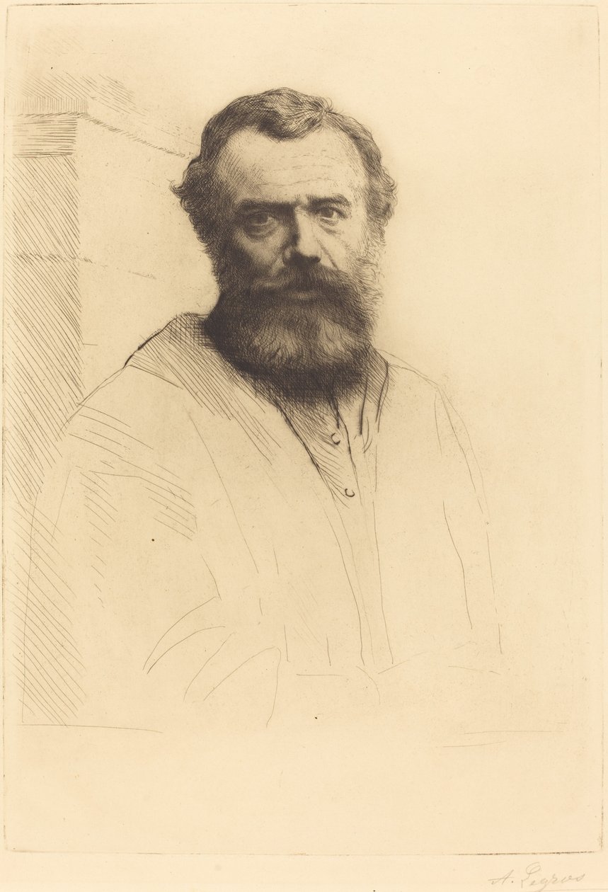 自画像》，第三版，1880年。 作者 阿方斯·莱格罗斯（Alphonse Legros）