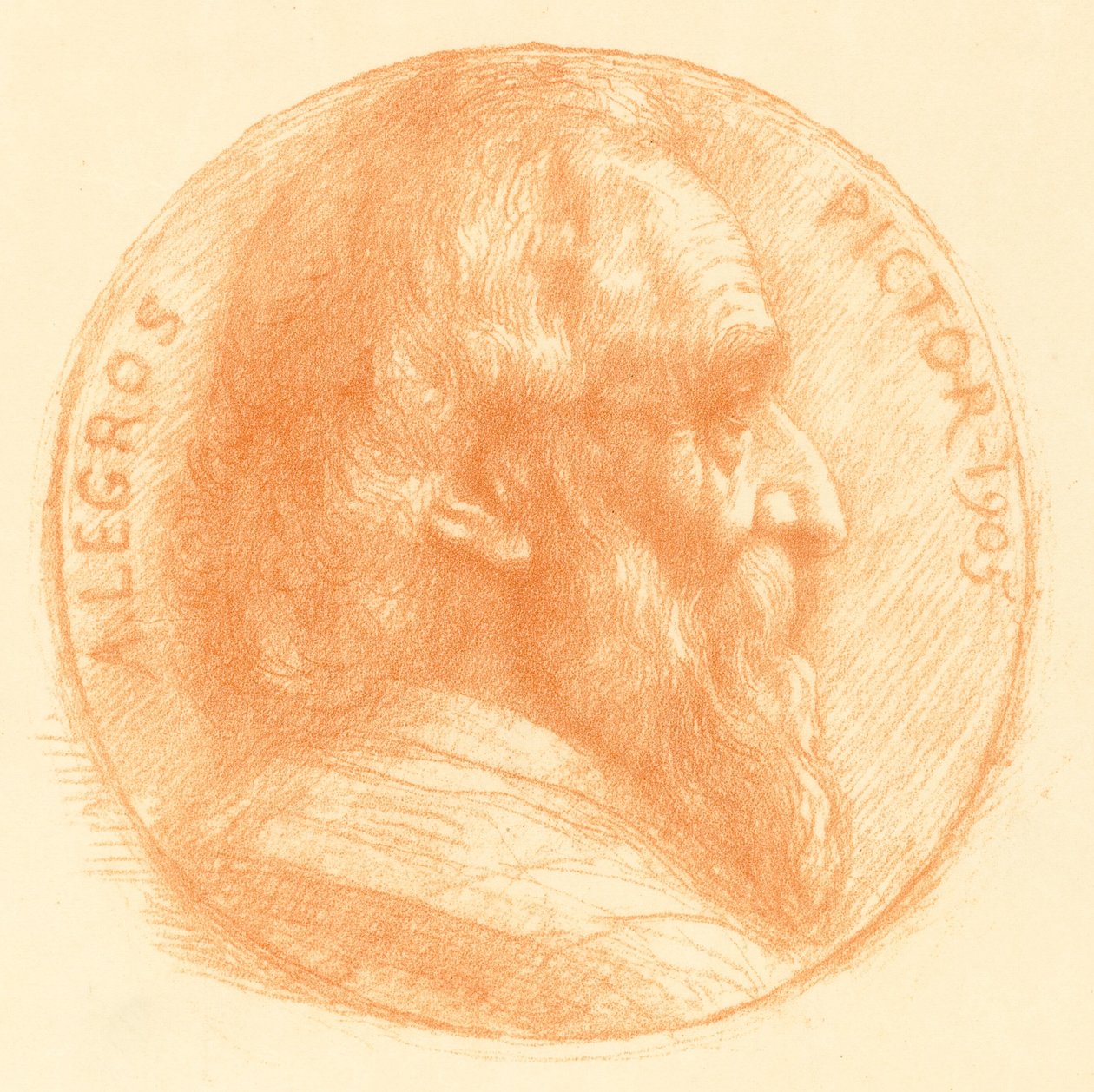 自画像，奖章，第2号，第11版。 作者 阿方斯·莱格罗斯（Alphonse Legros）