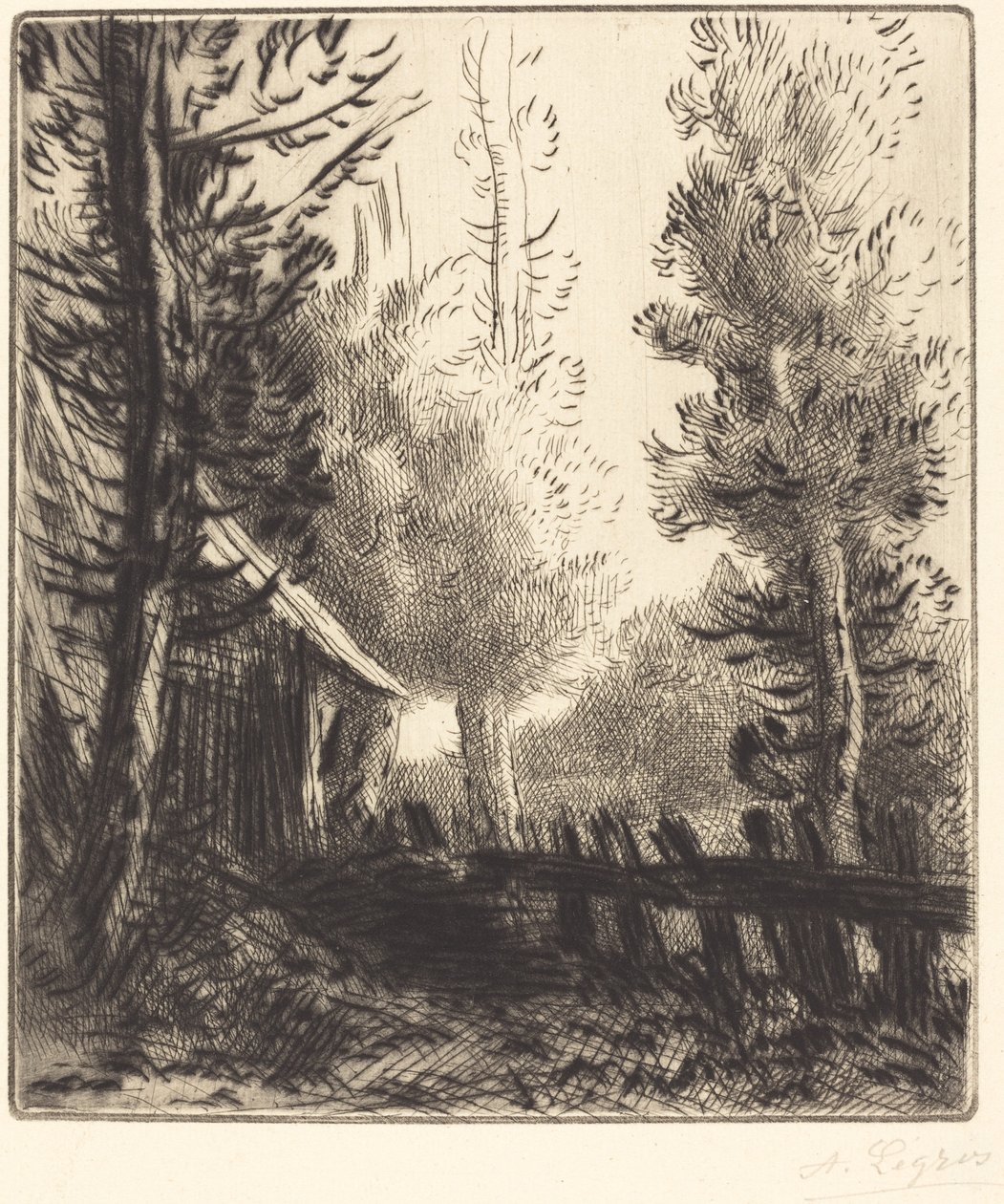 棚子和机库。 作者 阿方斯·莱格罗斯（Alphonse Legros）