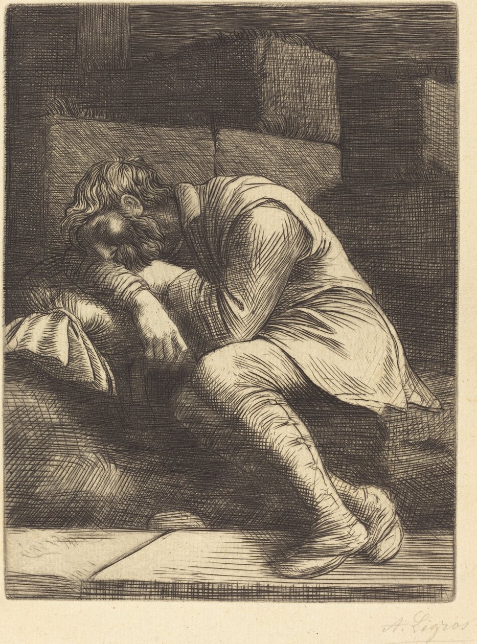 沉睡的乞丐 作者 阿方斯·莱格罗斯（Alphonse Legros）