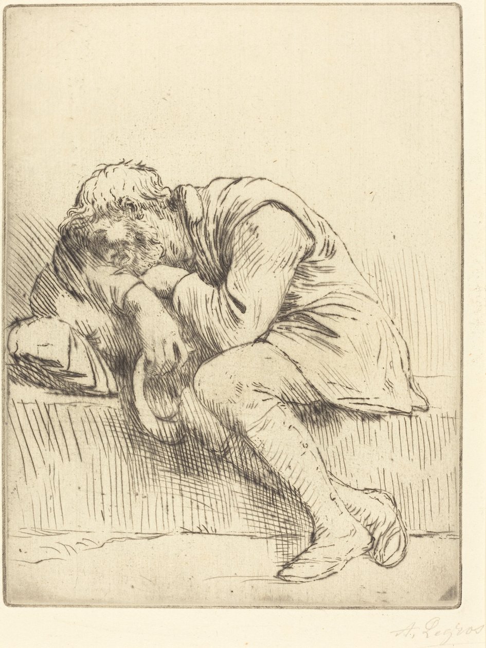 沉睡的乞丐 作者 阿方斯·莱格罗斯（Alphonse Legros）