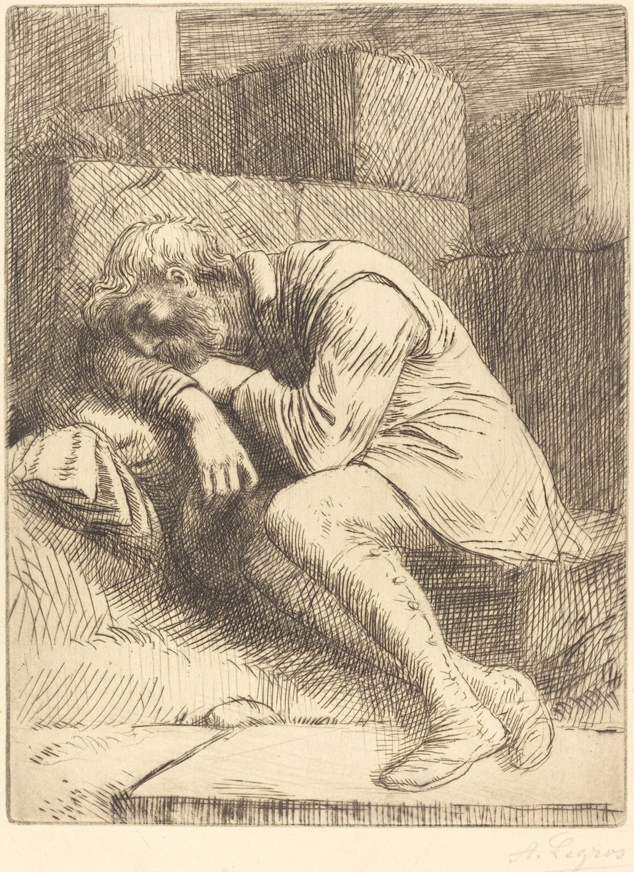 沉睡的乞丐 作者 阿方斯·莱格罗斯（Alphonse Legros）