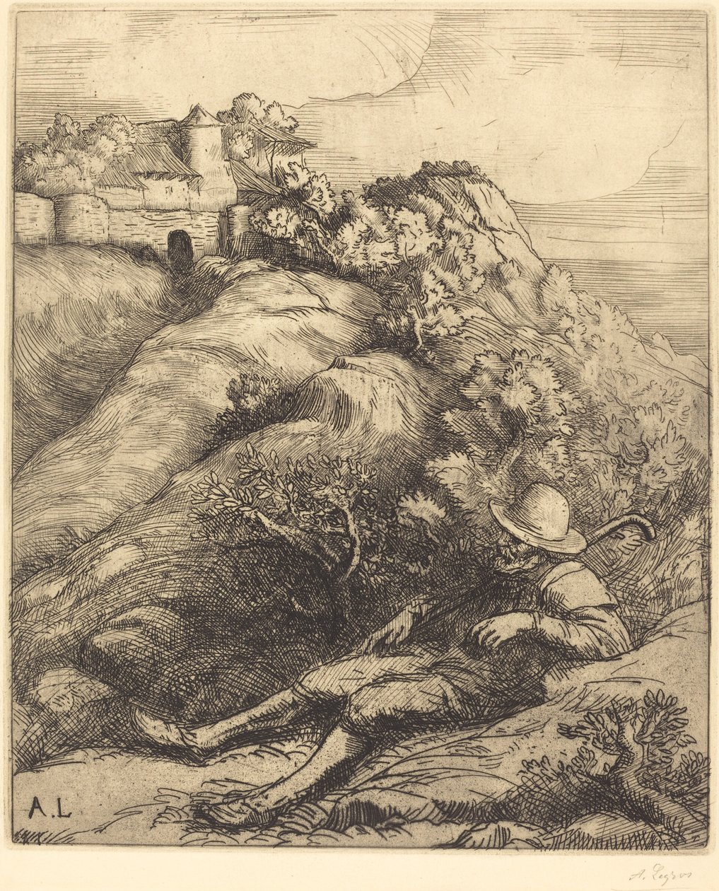 沉睡的牧羊人(Le repos du berger) 作者 阿方斯·莱格罗斯（Alphonse Legros）
