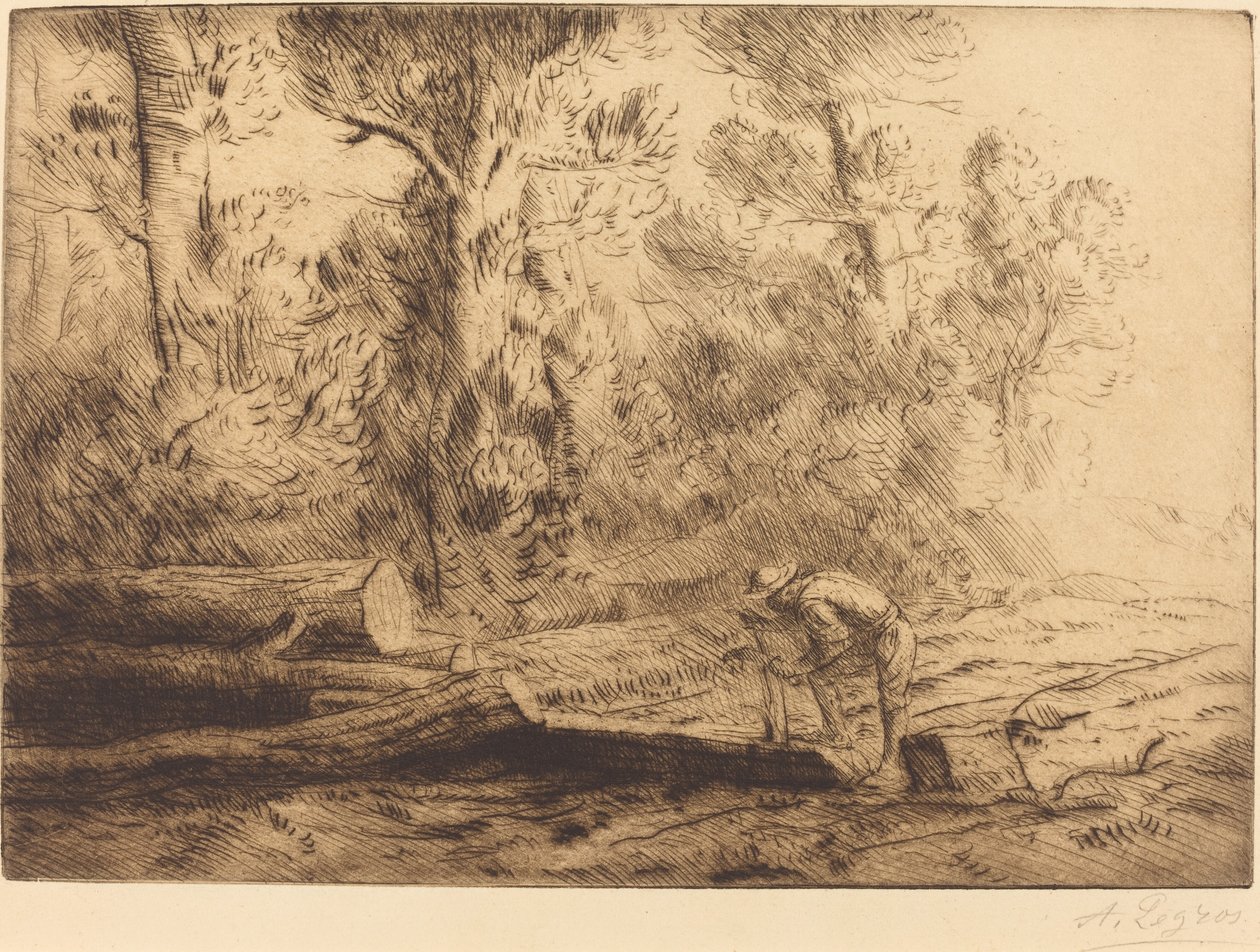 劈开原木（劈开原木的人）。 作者 阿方斯·莱格罗斯（Alphonse Legros）