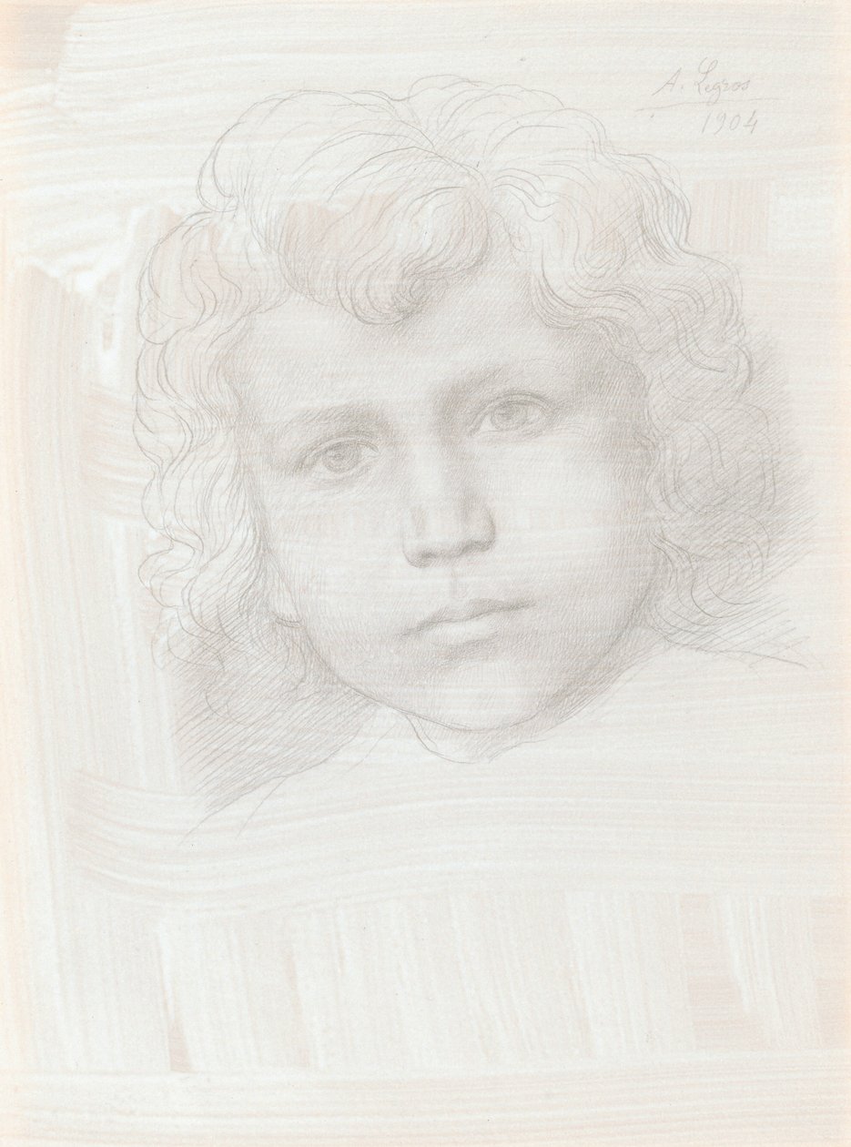 女孩的丘比特头的研究，1904年。 作者 阿方斯·莱格罗斯（Alphonse Legros）