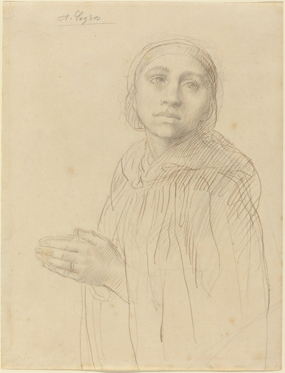 研究女人的祈祷。 作者 阿方斯·莱格罗斯（Alphonse Legros）