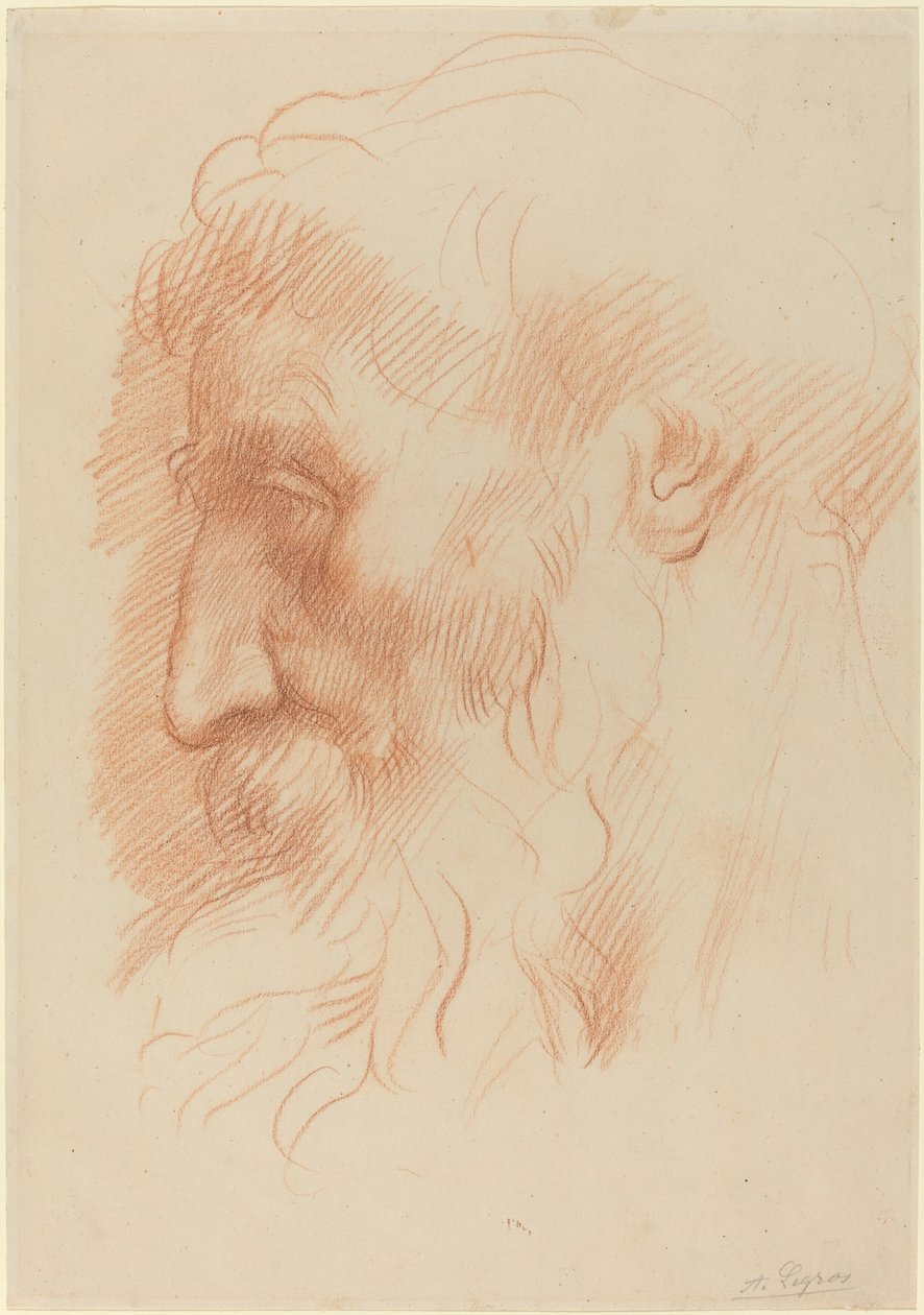 一个人的头部研究[直页]。 作者 阿方斯·莱格罗斯（Alphonse Legros）