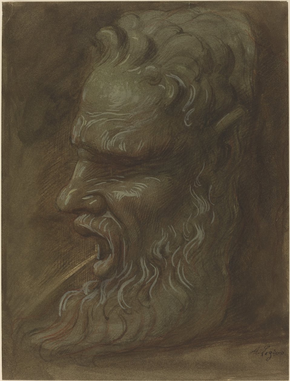 一个面具的研究。 作者 阿方斯·莱格罗斯（Alphonse Legros）
