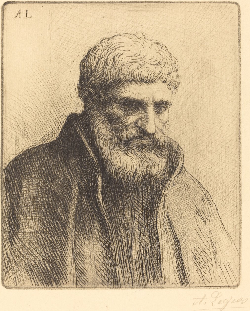 一个老人的研究》Etude de vieillard。 作者 阿方斯·莱格罗斯（Alphonse Legros）