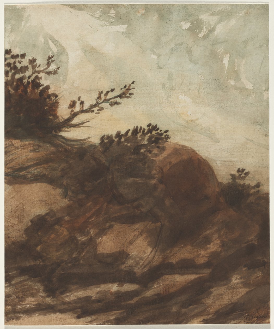 山顶日落 作者 阿方斯·莱格罗斯（Alphonse Legros）