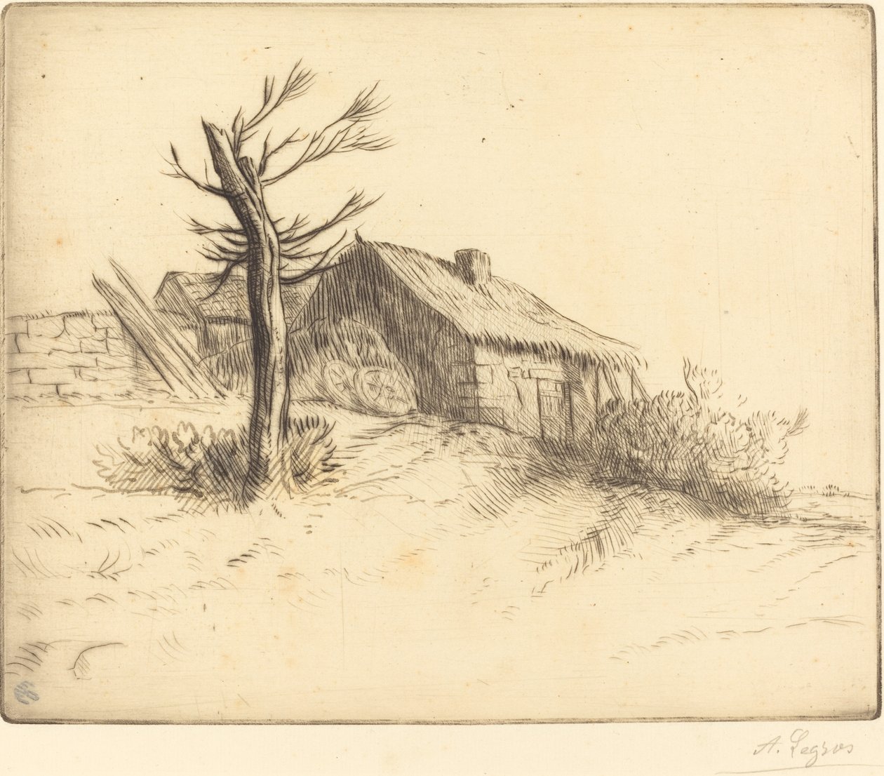 茅草屋 (Chaumiere) 作者 阿方斯·莱格罗斯（Alphonse Legros）