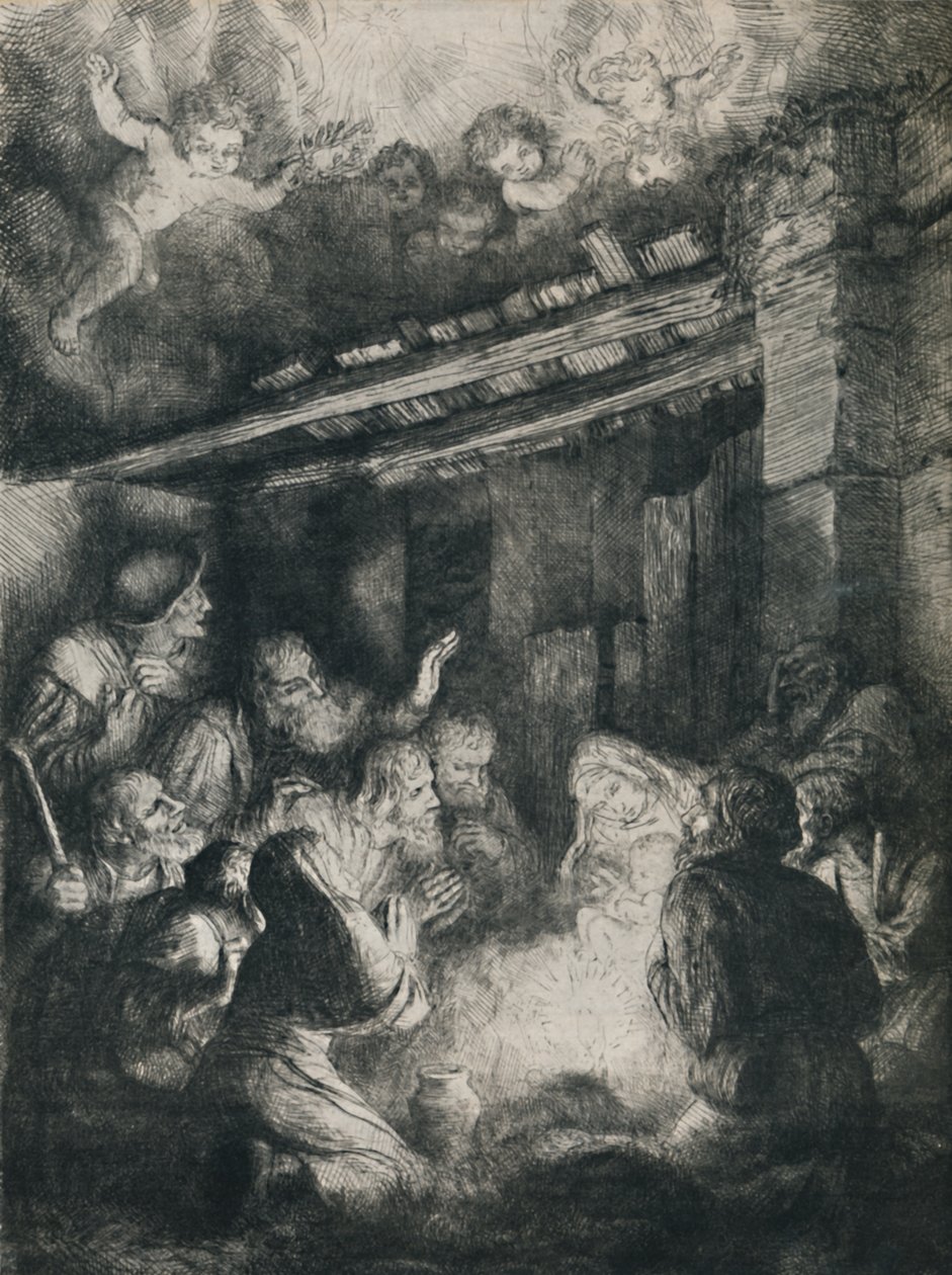牧羊人的崇拜，1922年。 作者 阿方斯·莱格罗斯（Alphonse Legros）