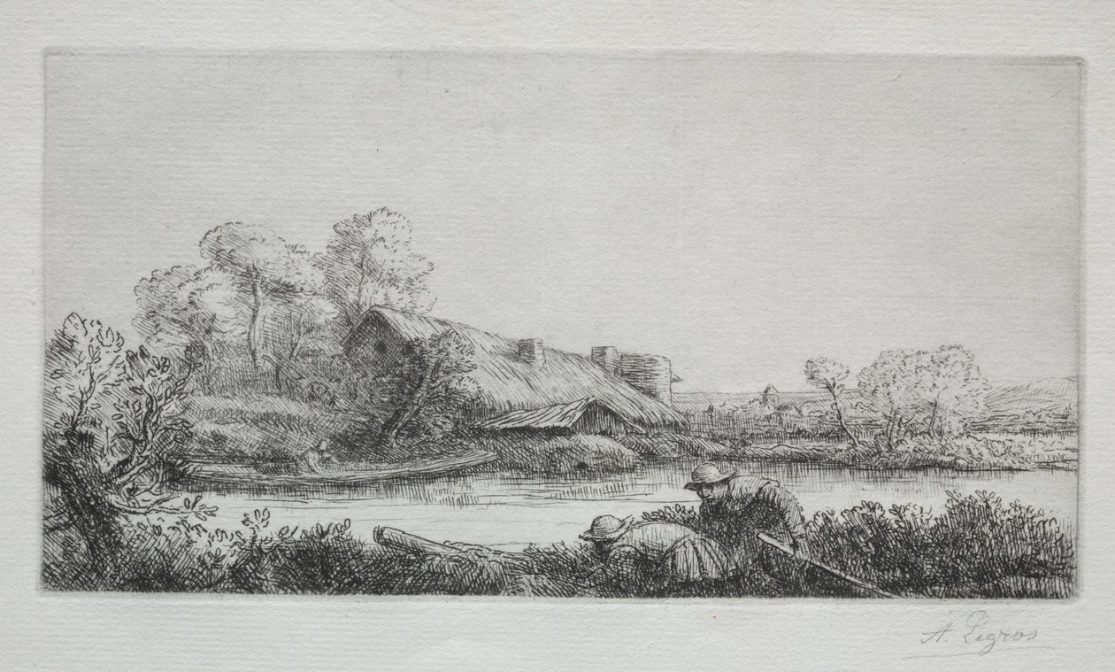 河畔农场》（La Ferme Sur La Rivière: Effet Du Soir） 作者 阿方斯·莱格罗斯（Alphonse Legros）