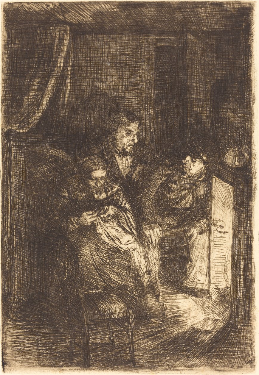 The Hearth Le foyer。 作者 阿方斯·莱格罗斯（Alphonse Legros）