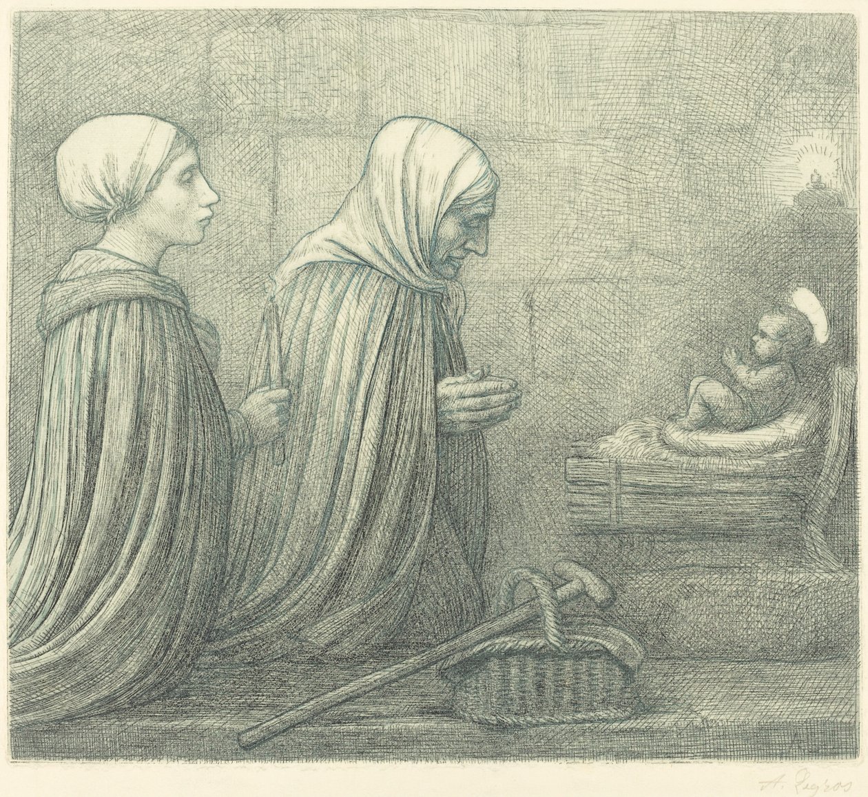 马槽里的 "克里奇"。 作者 阿方斯·莱格罗斯（Alphonse Legros）