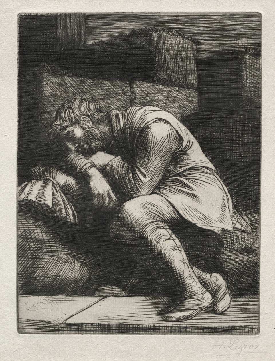 沉睡的乞丐 作者 阿方斯·莱格罗斯（Alphonse Legros）
