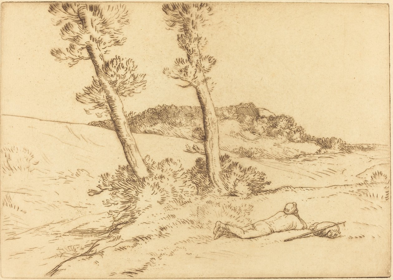 躺在草地上的旅行者 作者 阿方斯·莱格罗斯（Alphonse Legros）