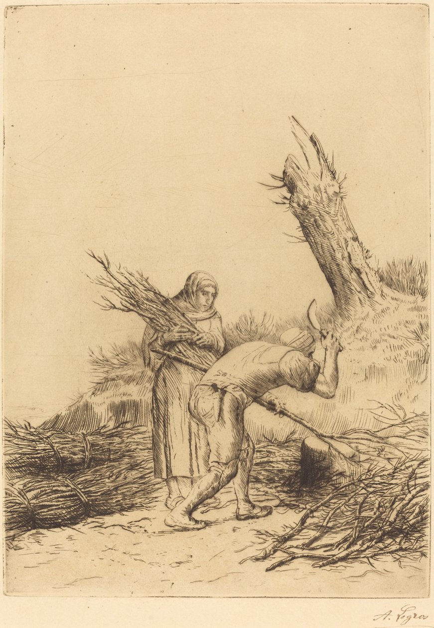 树枝制造者 Les faiseurs de fagots. 作者 阿方斯·莱格罗斯（Alphonse Legros）