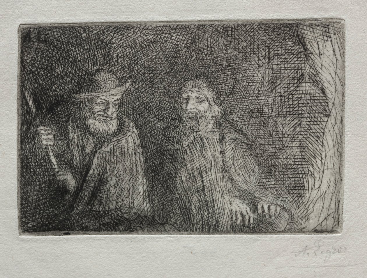 两个牧羊人两个牧羊人。 作者 阿方斯·莱格罗斯（Alphonse Legros）