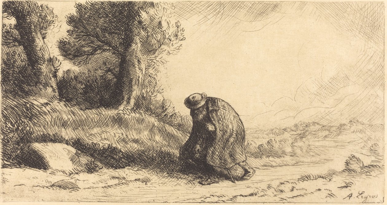 沿着小巷前进的流浪者 作者 阿方斯·莱格罗斯（Alphonse Legros）