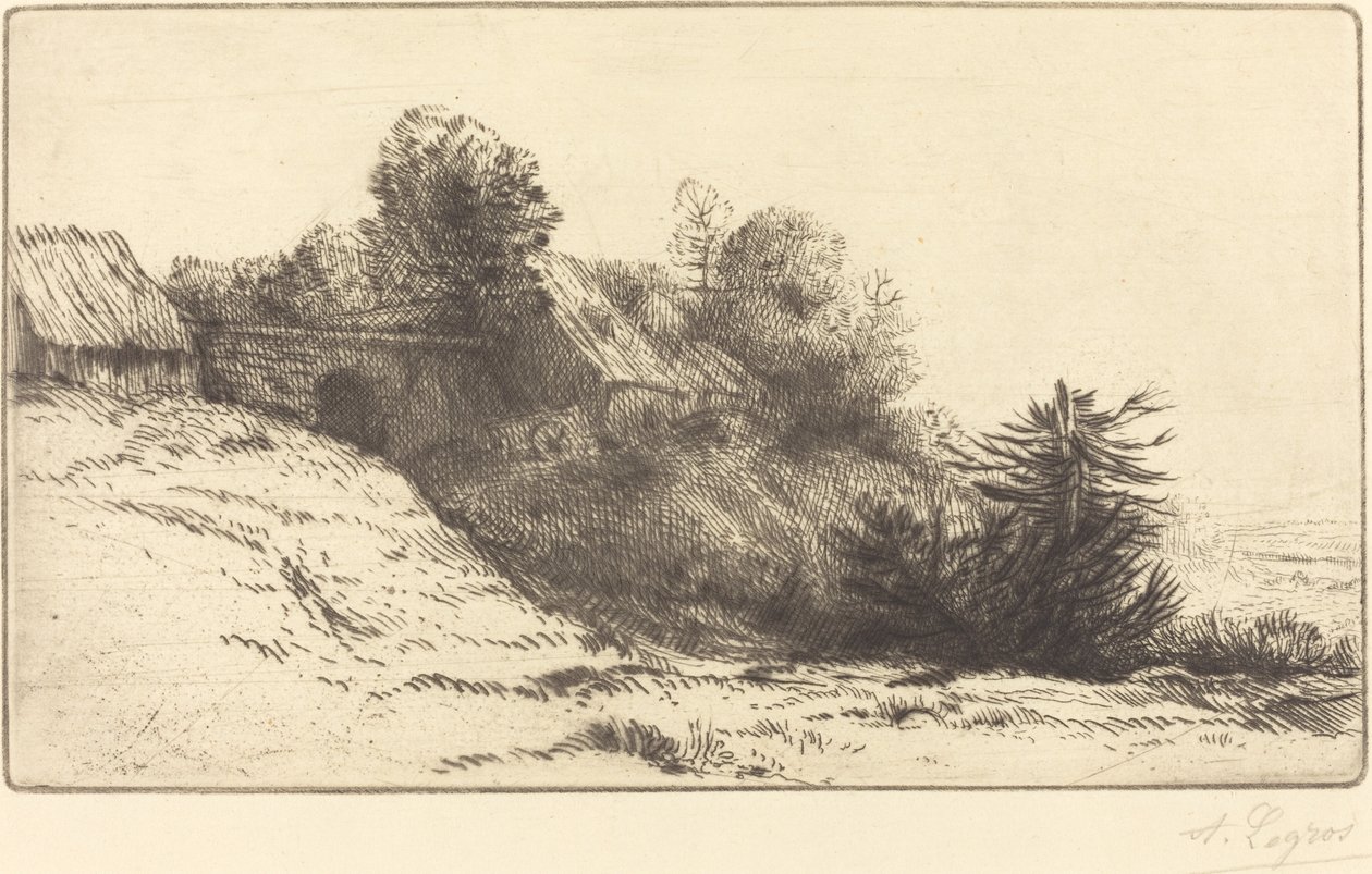 农场的景色，第2版La ferme du Bienheureux。 作者 阿方斯·莱格罗斯（Alphonse Legros）