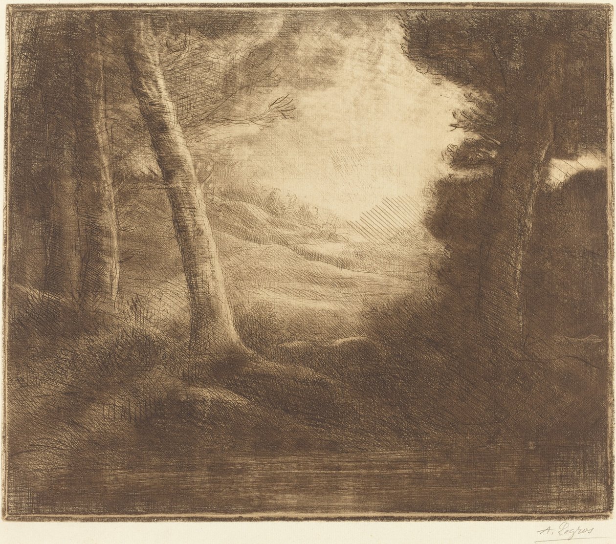 晨光下的水边 作者 阿方斯·莱格罗斯（Alphonse Legros）