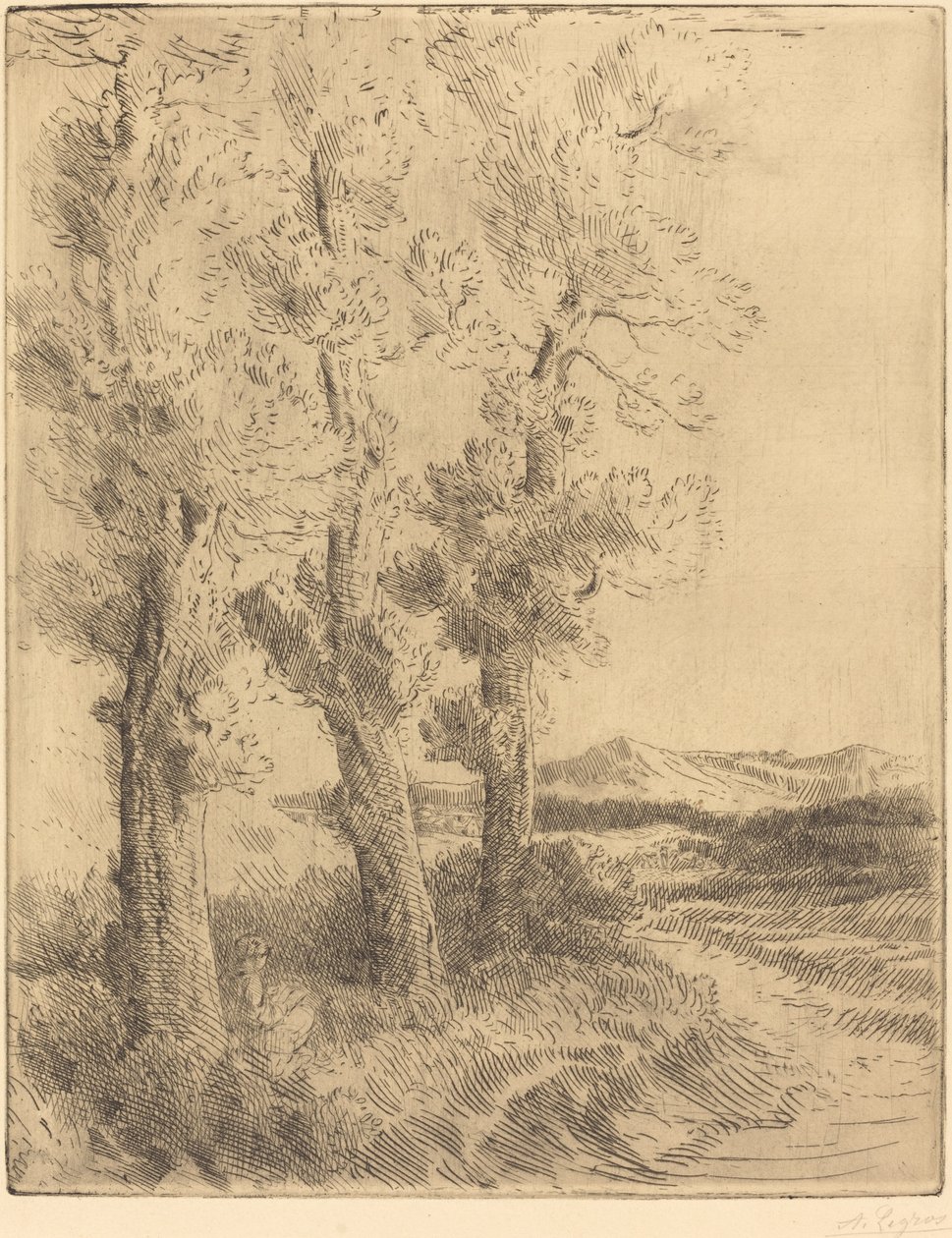 妇女阅读：树下的课程》（La liseuse: La lecture sous les arbres）。 作者 阿方斯·莱格罗斯（Alphonse Legros）