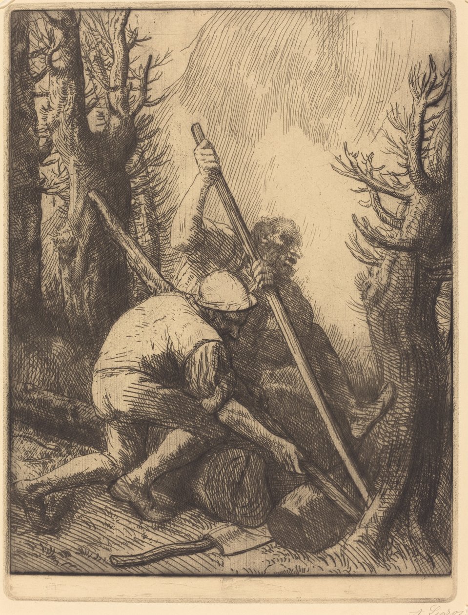 樵夫，第三板块（Les bucherons）。 作者 阿方斯·莱格罗斯（Alphonse Legros）