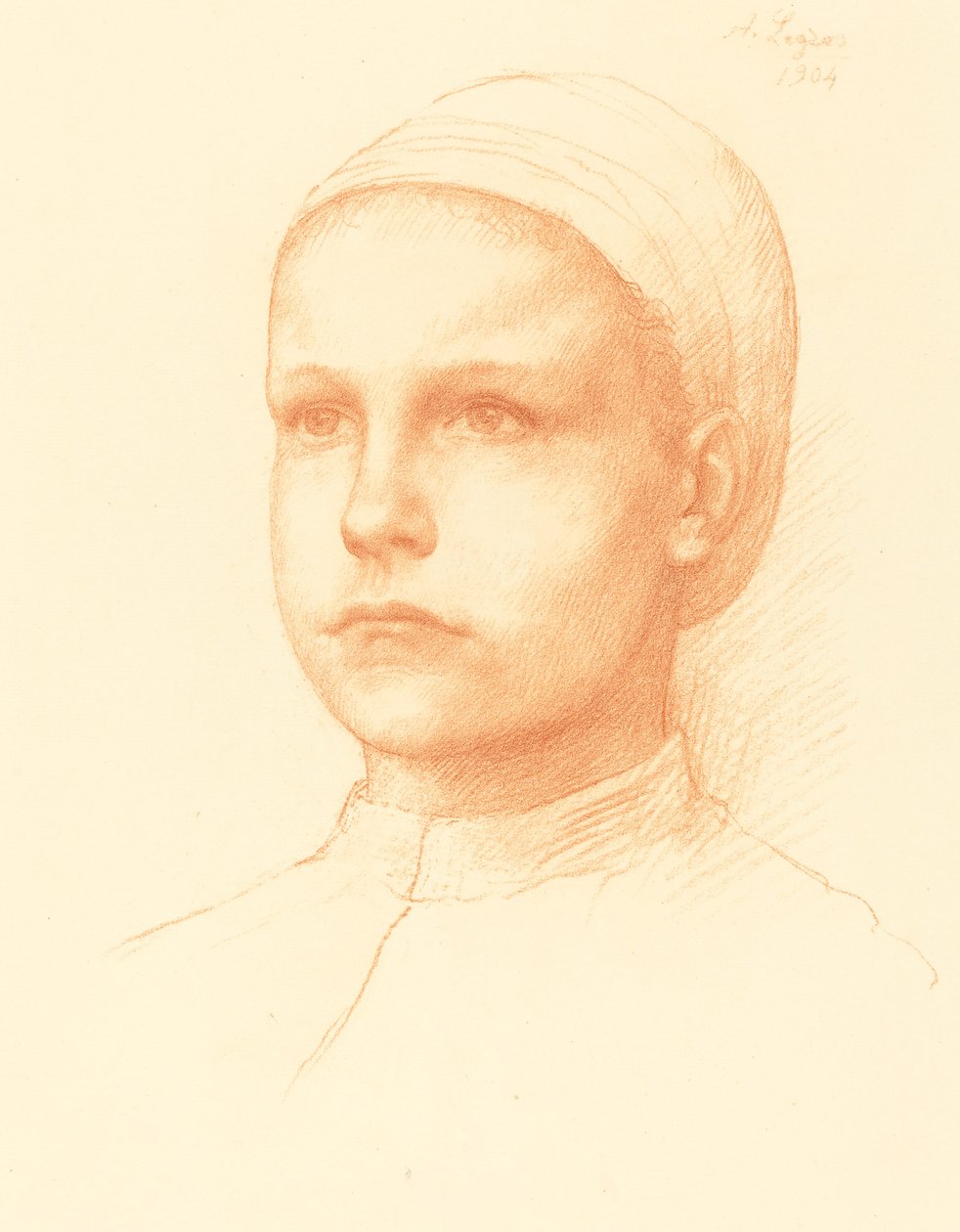 年轻的农民Jeune paysanne, 1904年。 作者 阿方斯·莱格罗斯（Alphonse Legros）