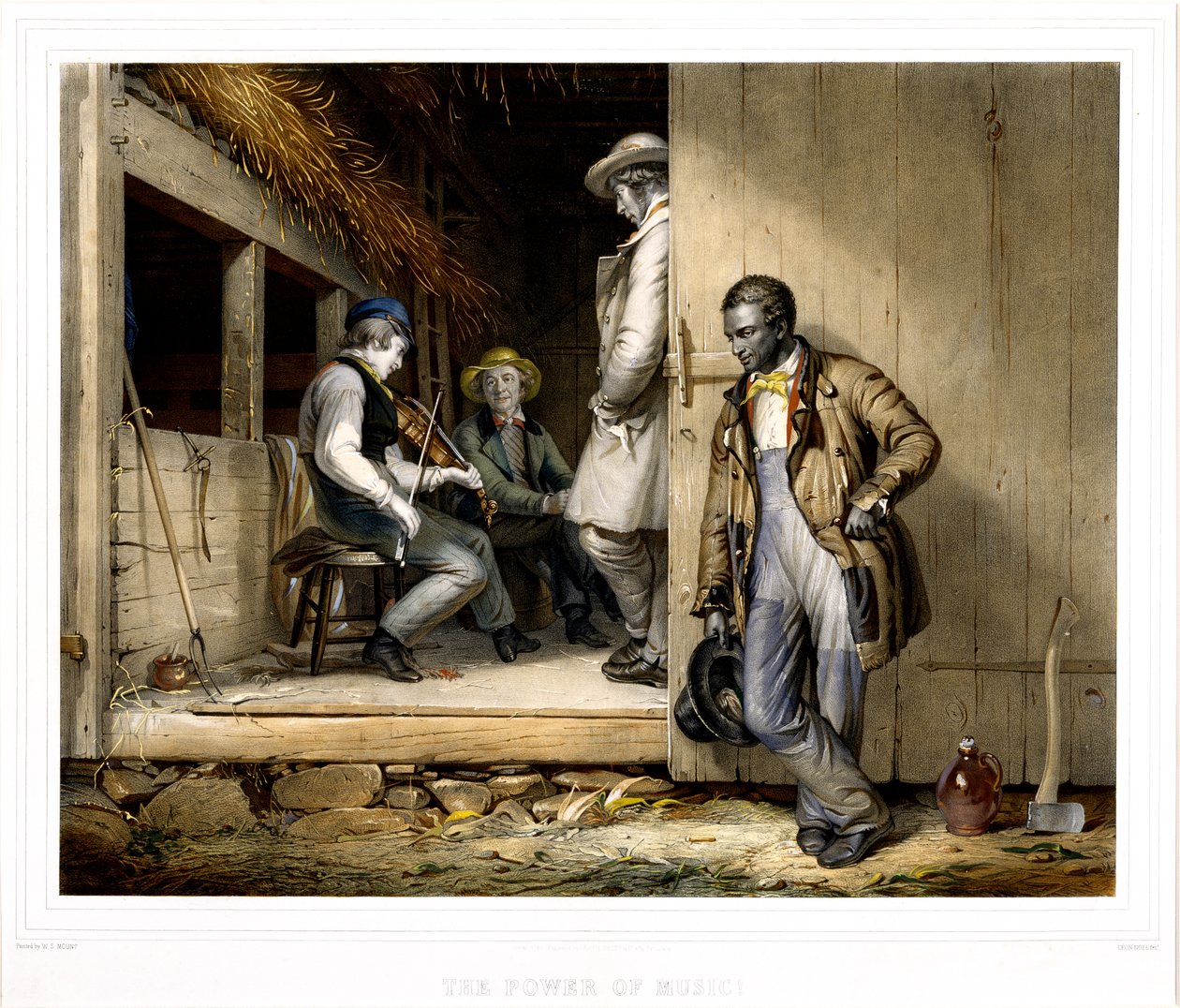 音乐的力量，1848年（手工彩色石版画） 作者 阿方斯·莱昂·诺埃尔