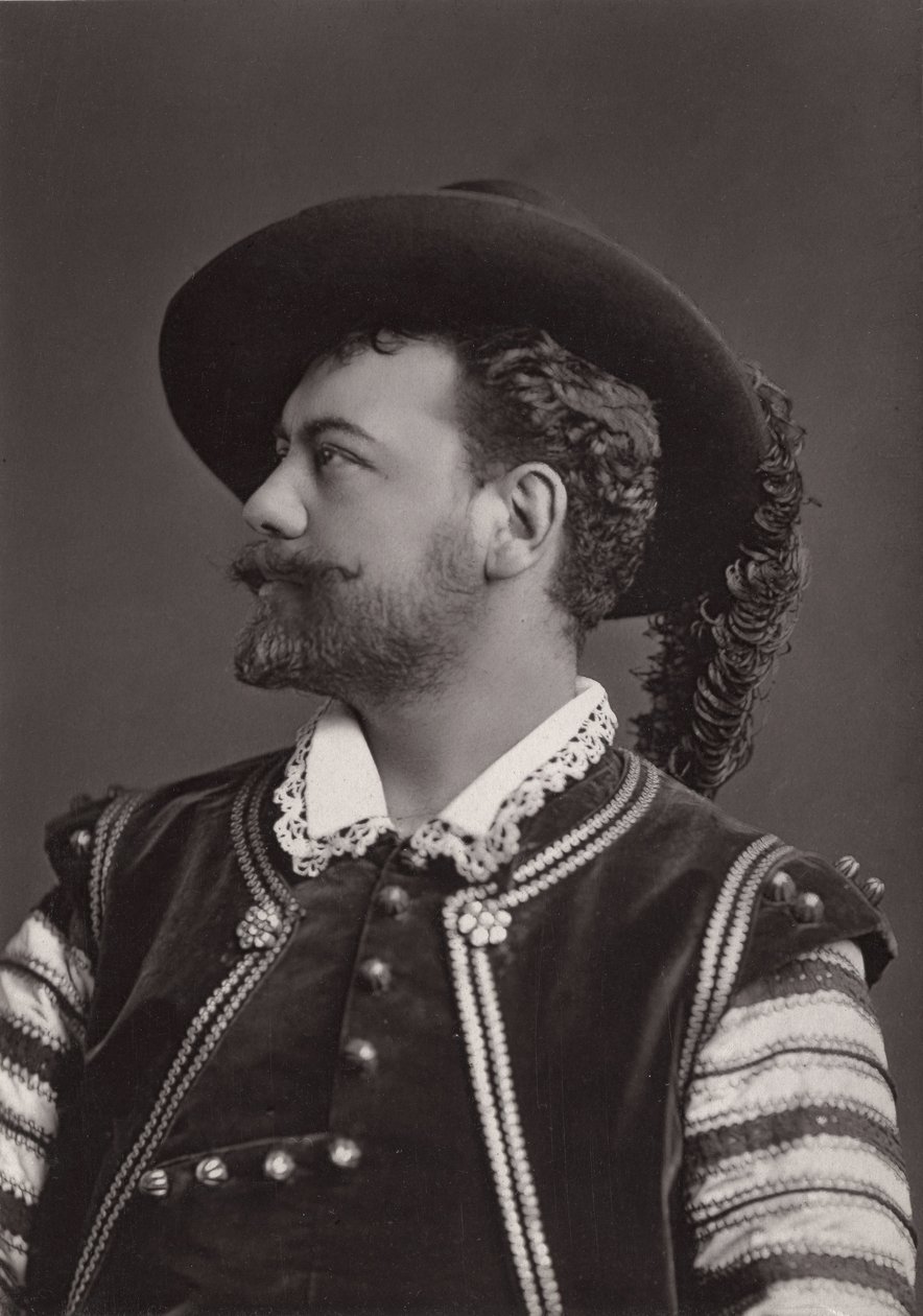 维克多-莫雷尔（1848-1923）法国男中音的肖像，扮演莫扎特的唐-乔万尼--摄影：阿尔方斯-贾斯汀-利伯（1827-1914）。 作者 阿方斯·李伯特