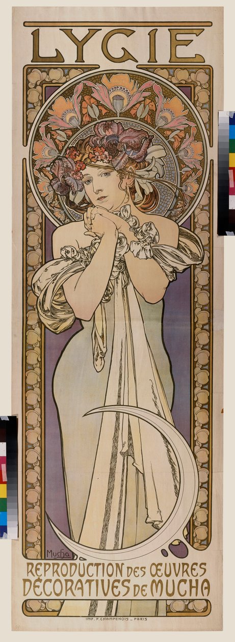 Lygie 舞蹈团的广告海报。海报作者：阿方斯-玛丽亚-穆查（Alphonse Marie Mucha 作者 阿尔方斯·玛丽·穆夏