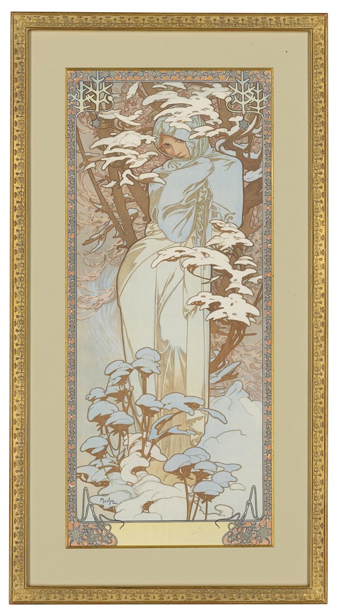 四个季节：冬天，1900年 作者 阿方斯·慕夏